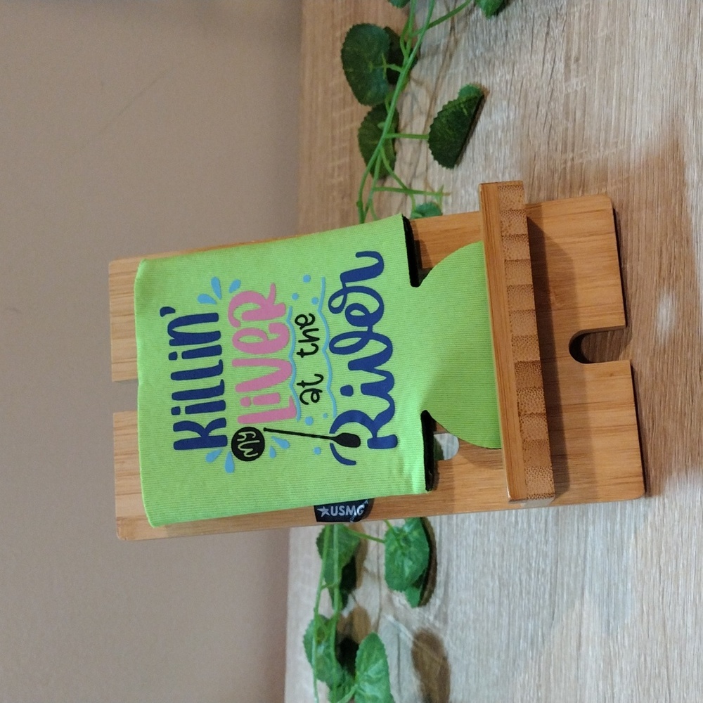 Handmade Neon Green Humorous Kayaking Koozie